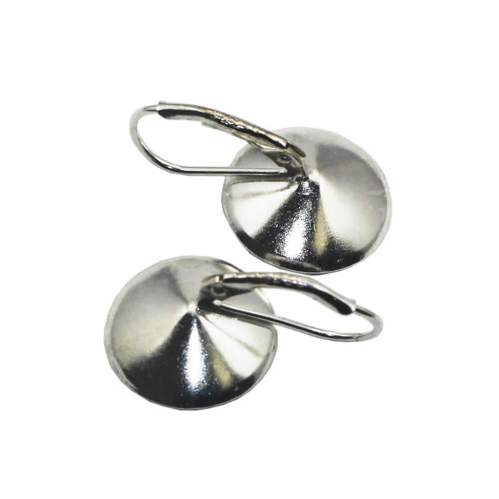 Beadsnice 925 sliver jewelry earring base round cup earring blanks for point back crystal fit 12x12x5mm women earrings ID31094