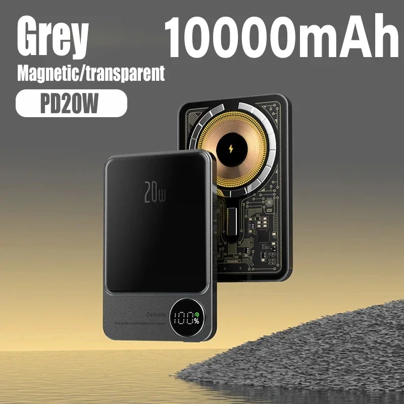 10000mAh Macsafe Magnetic Power Bank PD20W 15W Wireless Fast Charger External Auxiliary Battery Pack for Magsafe IPhone 15 14 13: Lavender