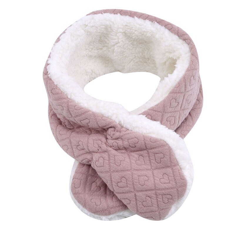 Moda crianças inverno roupas de bebê manter quente cachecol miúdo coração forma padrão cachecol do bebê pescoço com veludo espessamento mais quente: pink