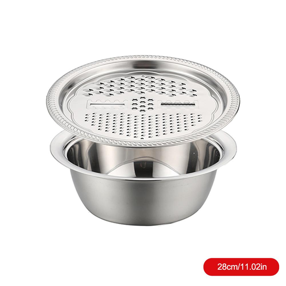 3pcs stainless steel pot vegetable cutter slicer drain basket sieve Kitchen Tool grater strainer Rice Washing Filter: 2