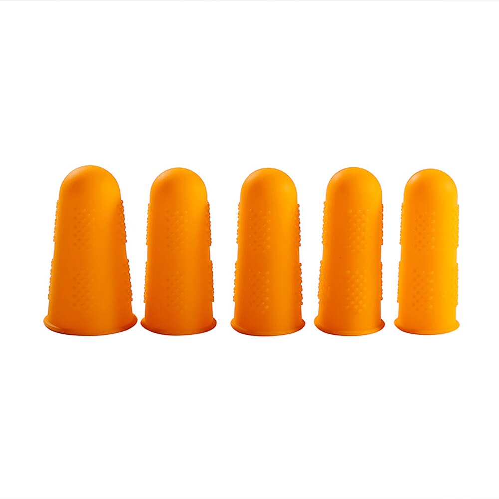 3Pcs/5Pcs Set Siliconen Vinger Beschermer Mouw Cover Anti-Cut Hittebestendige Vinger Mouwen Grote Koken keuken Gereedschap: Oranje / 5pcs