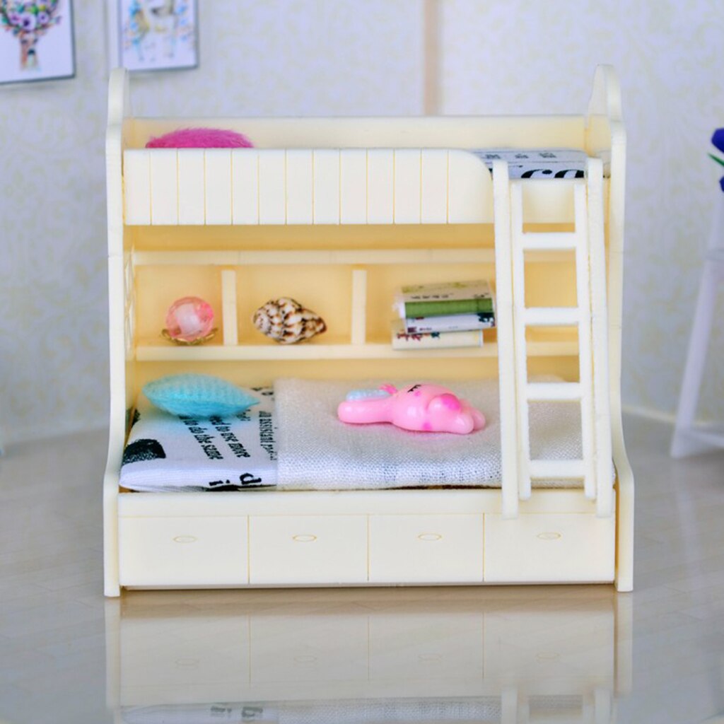 1/12 Dollhouse Miniature Furniture Bunk Bed Double Bunk Bedroom Accessory #1