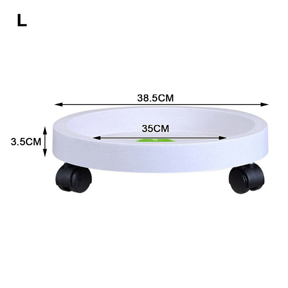 Removable Flower Pot Tray Universal Wheels Round Plastic Tray Flower Pot Rack Plant Stand Rolling Potted Plant Stand Fe25: White L