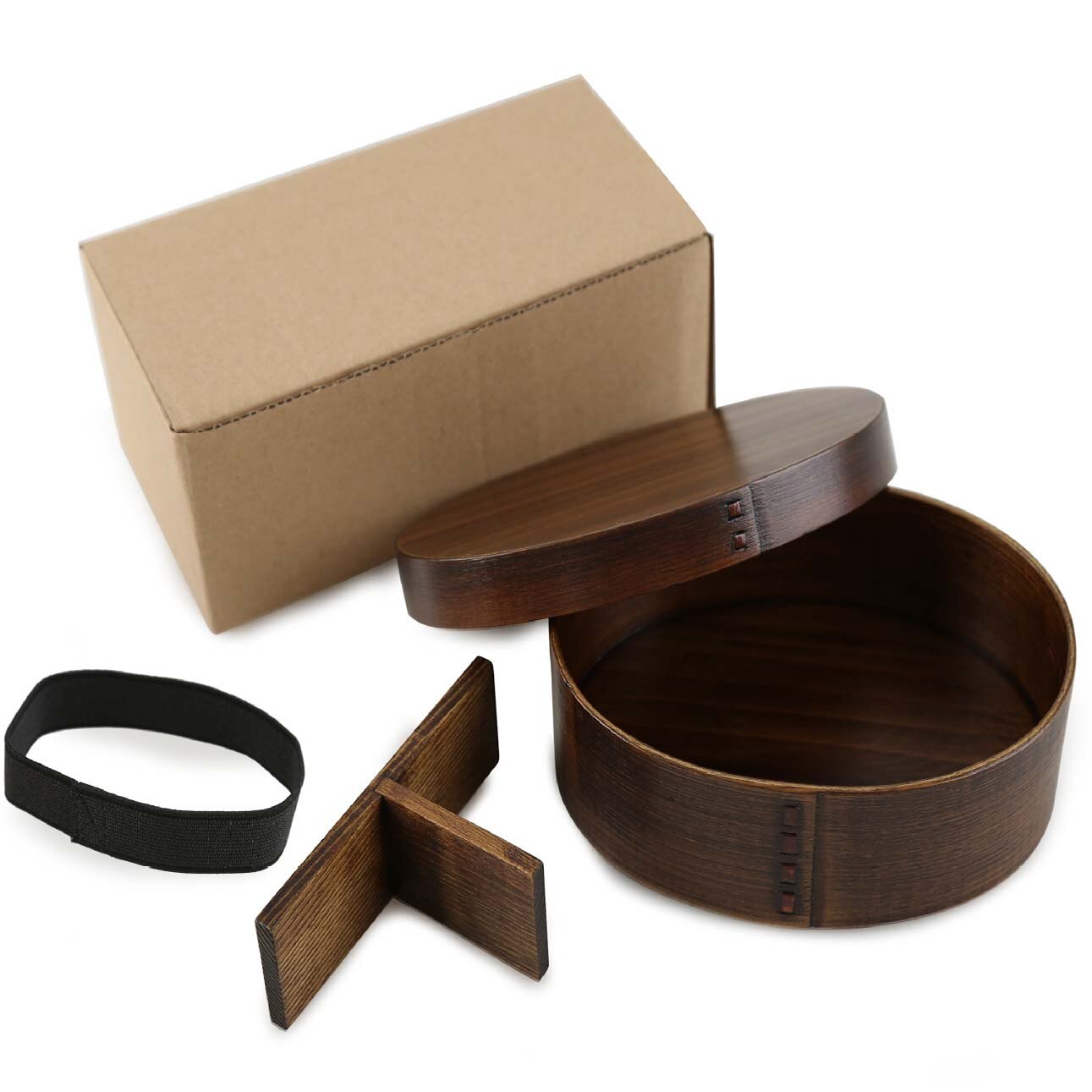 Japanese Style Wooden Lunch Box Picnic Bento Box for School Kids Sushi Container Tableware Double-layer Round Square Storage Box