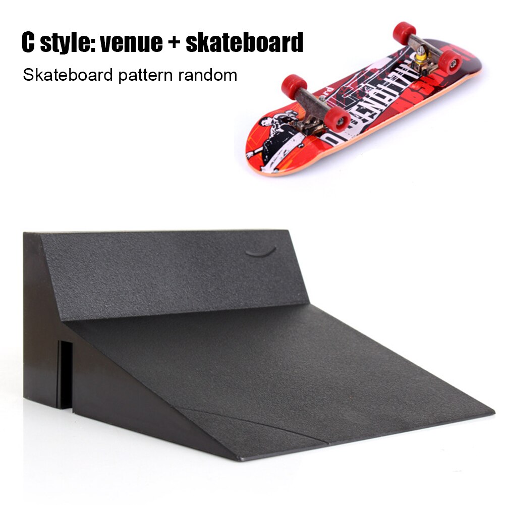 Mini Vingertop Site Park Met Oprit Scène Combinatie Training Games Vinger Skateboard Set Spelen Kinderen Kids Speelgoed Zwart: C