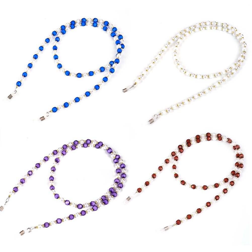 4 pièces chaîne de lunettes retenue strass perlé cordon cordon de lecture lunettes support de sangle collier accessoires de