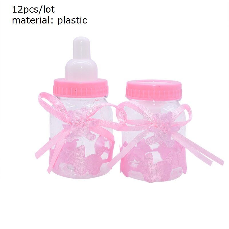 12 st mini nappflaskor flicka pojke baby shower favor boxar paket dop dop fest tillbehör choklad godispåsar: S04