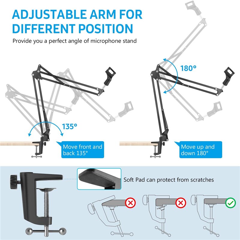 Supporto per braccio A forbice per microfono supporto Bm800 supporto per microfono A treppiede F2 con staffa A sbalzo Spider supporto universale antiurto