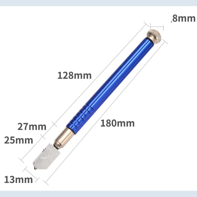 Glass Cutter Diamond Tip Steel Blade Cutting Tool Oil Feed Glass Cutter Antislip Metal Handle 180mm For Hand Tool Glass Cutting
