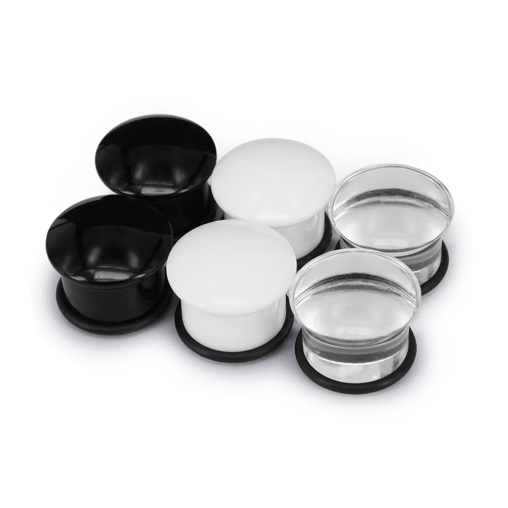 Set Van 1 Paar Enkele Flare Acryl Oordopjes Tunnel Expander Piercing Oormeters Met O-Ring 5-20Mm