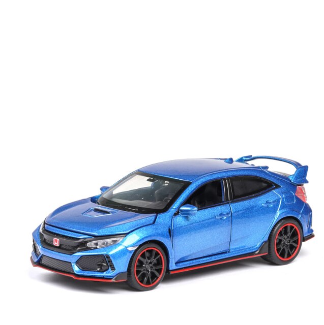 Toy 1:32 HONDA CIVIC TYPE-R Diecasts &amp; Vehicles Metal Car Model Sound Light Toys For Children Christmas Collection: Blue No Box