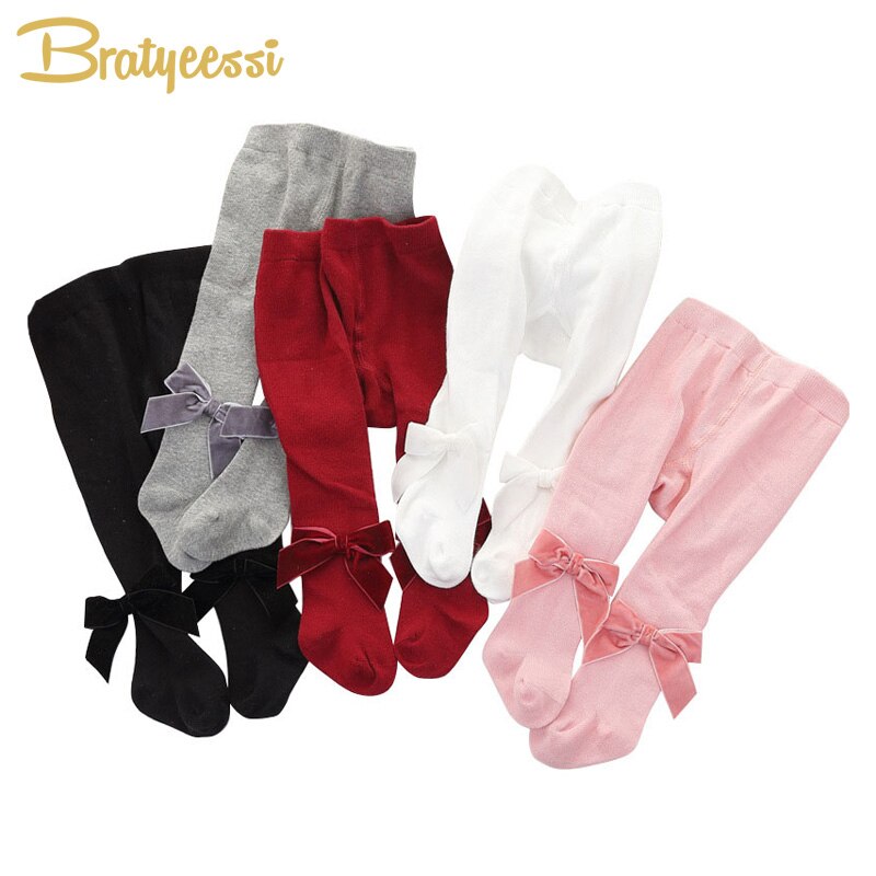 Grande arco do bebê da menina collants primavera inverno algodão meia-calça crianças collants para meninas meias recém-nascidos meia-calça roupas de bebê para 0-2y