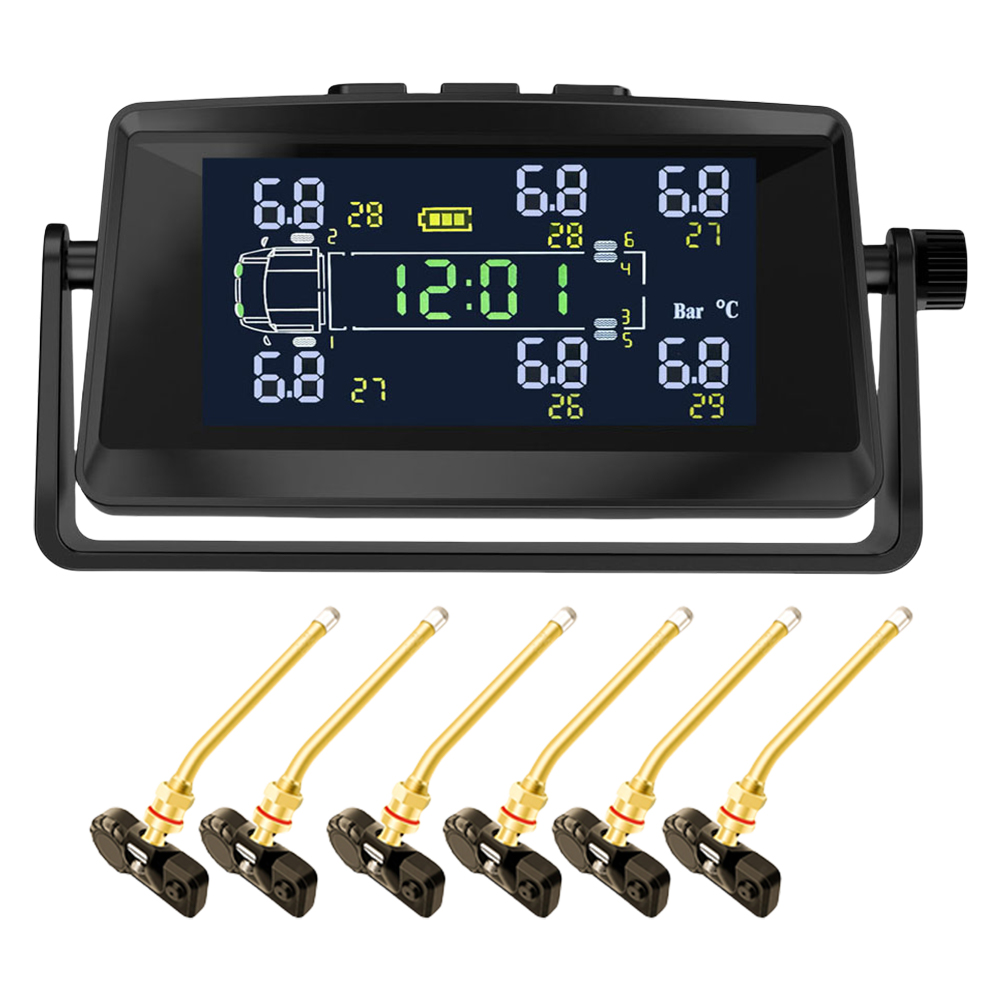 Reifendruckkontrollsystem mit 6 sensoren, usb/Solar--tpms für wohnmobile, anhänger und lkw