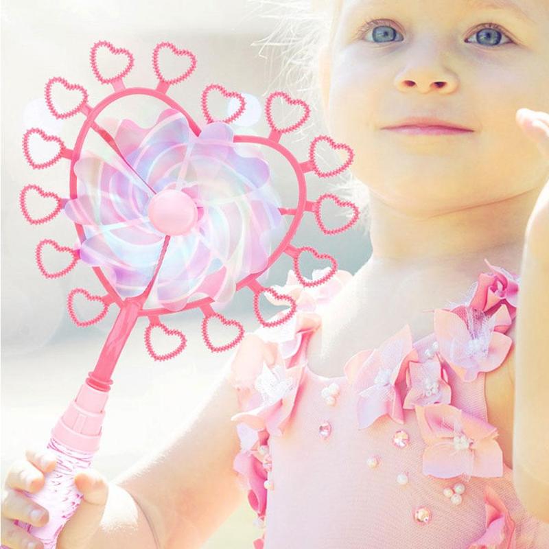 Bubble Wand Vijf Gat Multi-Bubble Hartvormige Windmolen Bubble Wand Kinderen Bubble Speelgoed