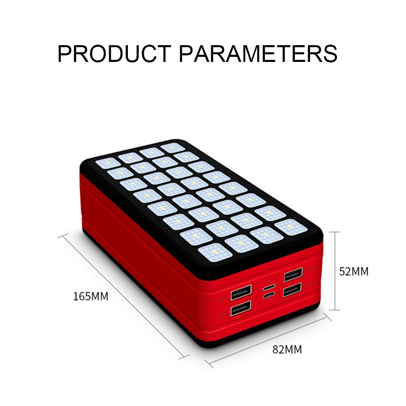 99000mah banco de energia solar com 4 porta usb vem com luz de acampamento para iluminação de viagem ao ar livre aplicar ao iphone xiaomi samsung