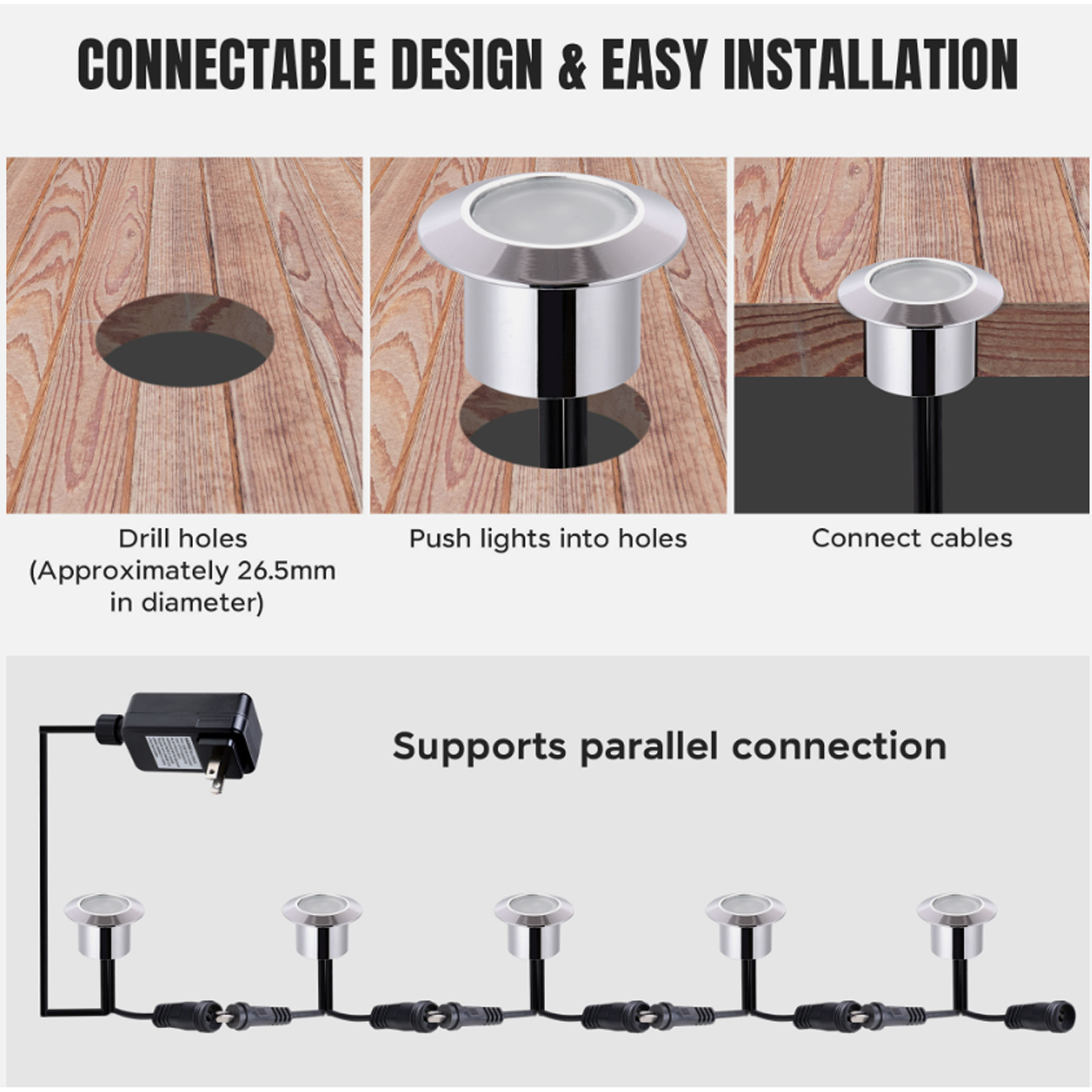 10/16PCS LED Deck Light Outdoor Wateroof DC12V Recessed Underground Bulb Lamp EU/AU/UK/US Plug For Courtyard Garden Step Stairs
