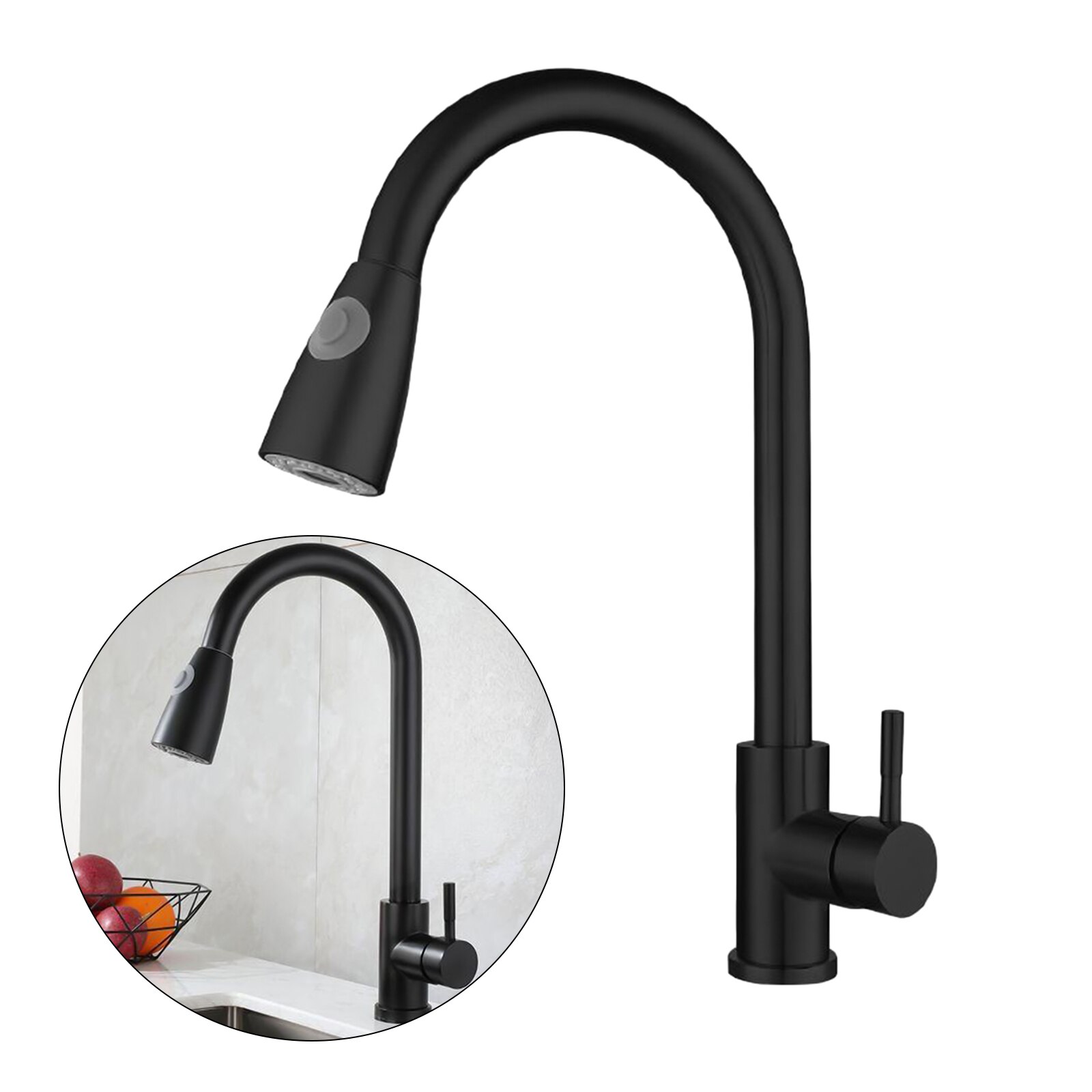 Smart Touch On Kitchen Faucet Sensor 360 Rotation Pull Out Single Handle Mixer Tap Two Water Modes Sink Crane Cold: Black A