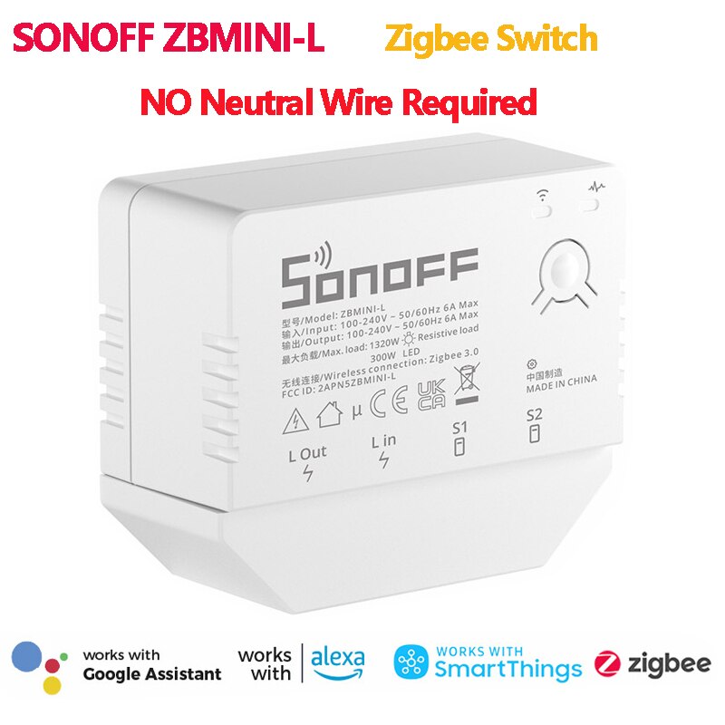 Sonoff-conmutador inteligente ZBDongle P Zigbee 3,0, concentrador de puente Universal, SNZB-01, sin cable neutro