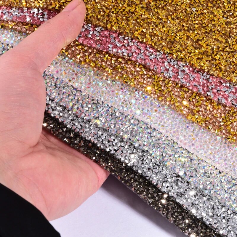 Tissu à strass brillants, 8 couleurs, 24x40cm, pour confection de robes pour nouvel an, DIY, , F0331