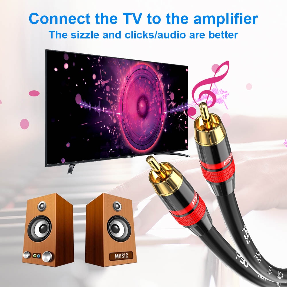 Audio Rac Kabel Stereo Rca Naar Rca Coaxiale Kabel Man Op Man Voor Tv Home Theater Versterker Dvd 0.5 M 1 M 2 M 3 M 5 M