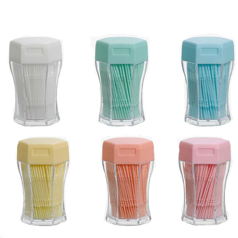 200 Stks/set Zacht Plastic Dubbele Kop Geborsteld Tandenstoker Oral Care 6.2 Cm Meerdere Kleur Vonvenient tandenstoker