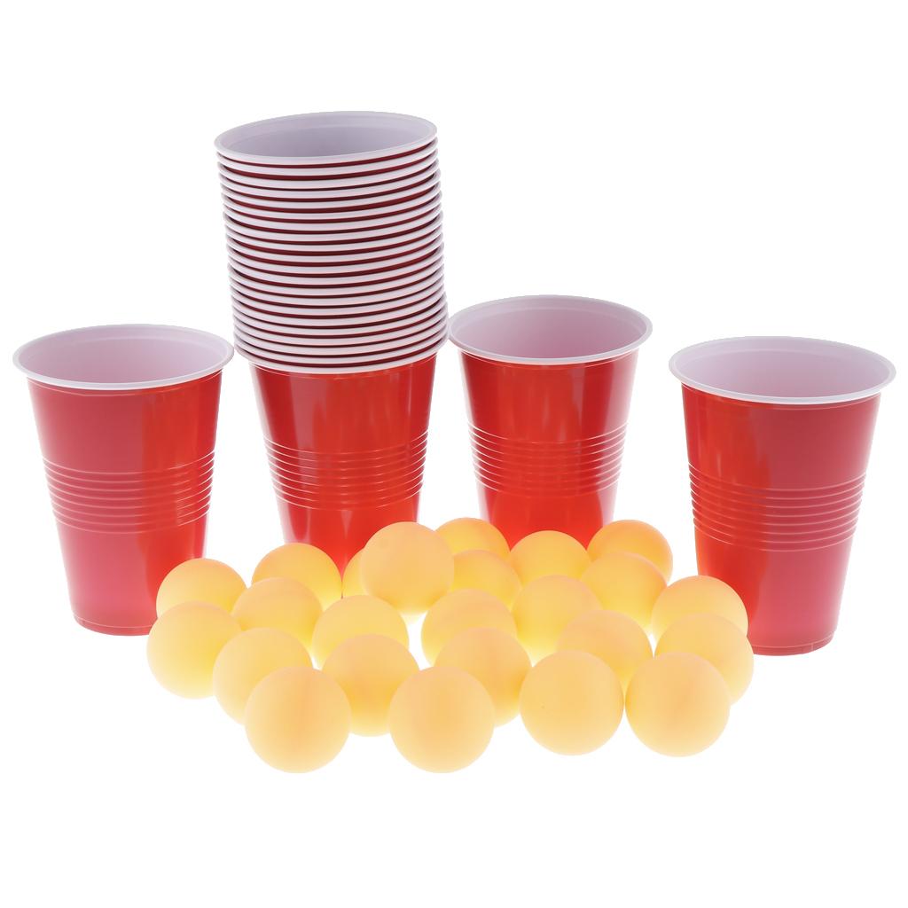 Beer Pong Drinking Game Set - 24 Cups 24 Pong Balls