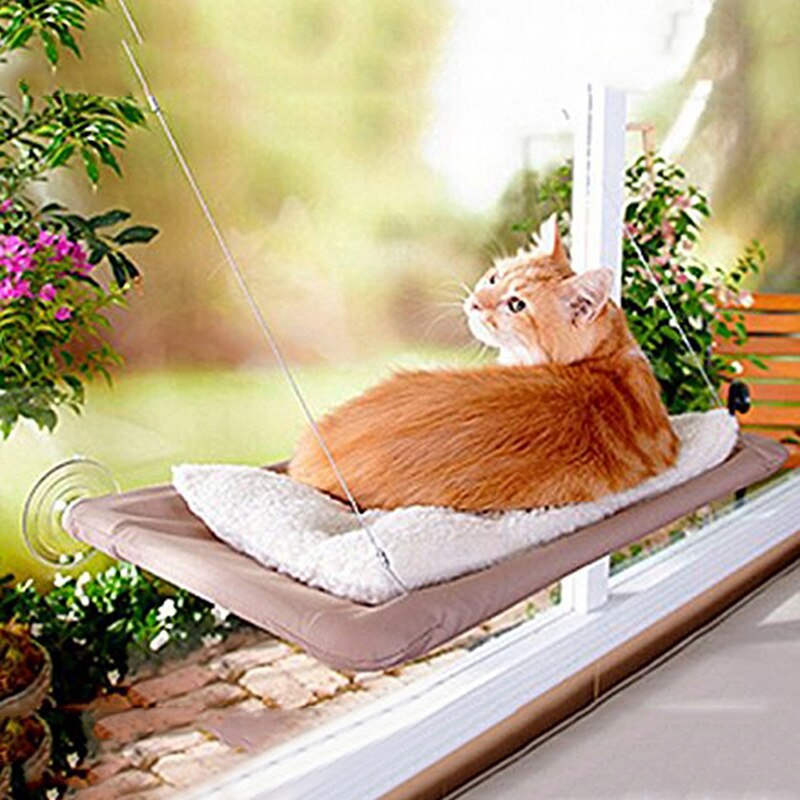 Nuresy Luxury Cat Window Bed Met Sterke Zuignappen - Comfortabel Dennenhout Voor Kat En Hond