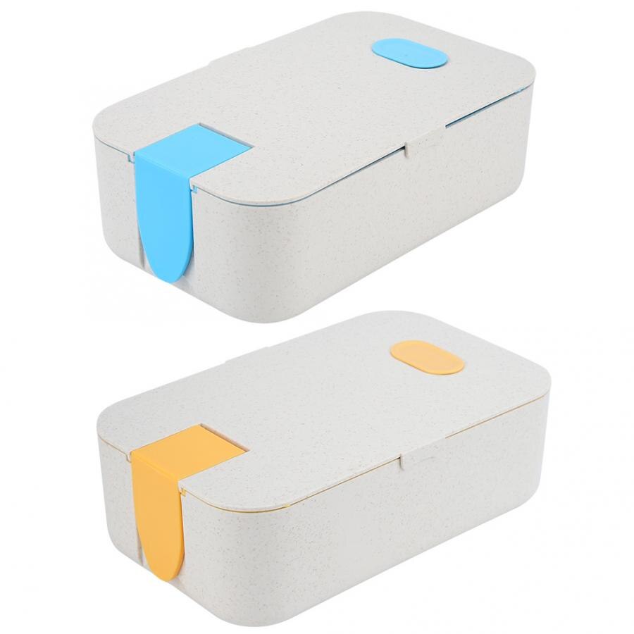 Portable Rectangular 800ml Single Layer Lunch Box Food Container Bento Box with Phone Holder