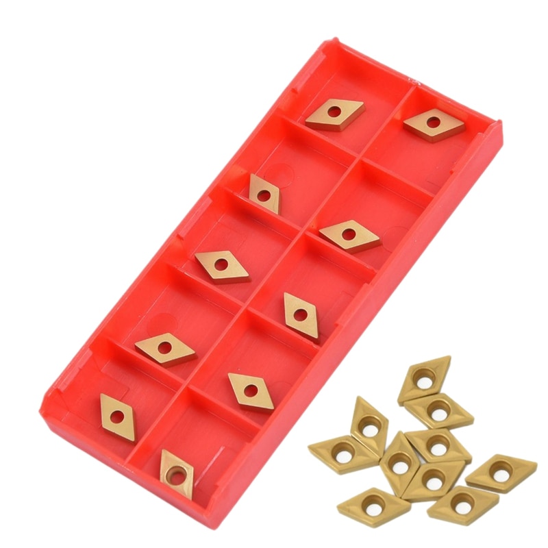 10Pcs DCMT070204 YBC251 Blades Gold Carbide Inserts CNC Lathe Cutter for Lathe Turning Tool Boring Bar: Default Title