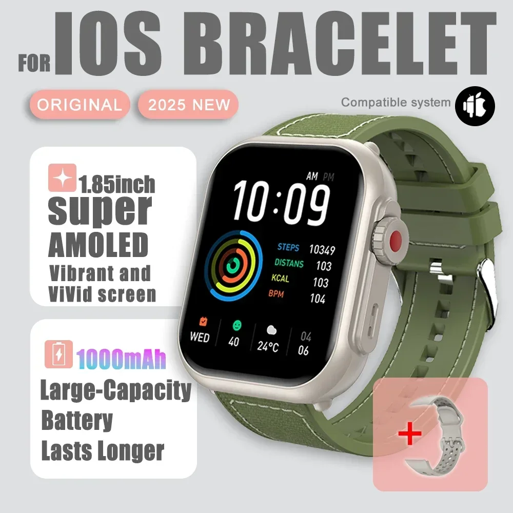 2025 novo relógio ultra 2 se masculino feminino 1000mah gps track watch freqüência cardíaca 100 + esporte bt chamada à prova dwaterproof água relógio inteligente para ios android: YELLOW