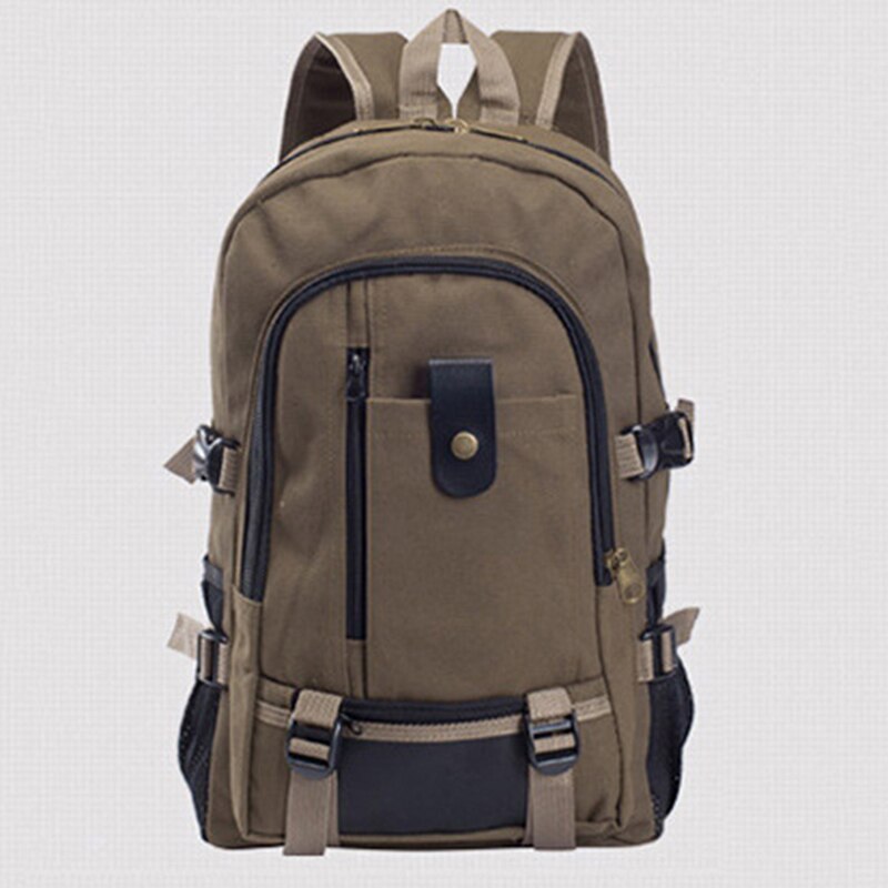 Men's Canvas Backpack Large-capacity Schoolbag Explosion Solid Color Rucksacks Casual Travel Sport Bag Backpack: dark brown