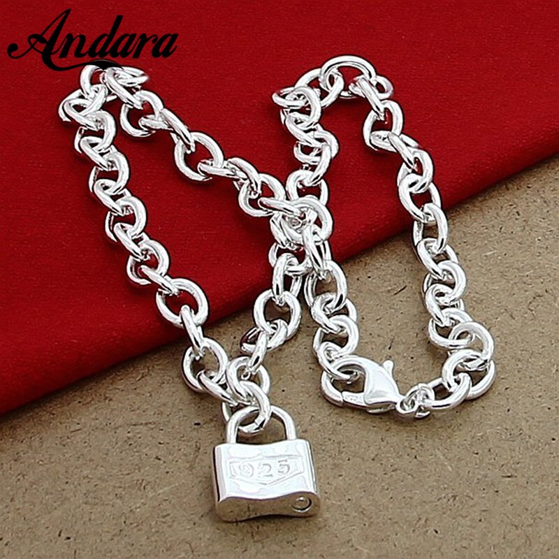 925 silberne halsketten mit quadratischem schlossanhänger für damen und herren