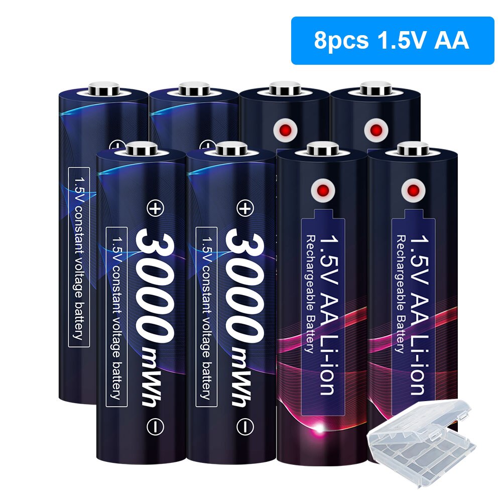 1.5V AA Battery Charger - 8 Slots - LED Indicator - for Li-ion Rechargeable Batteries: 8 pcs AA