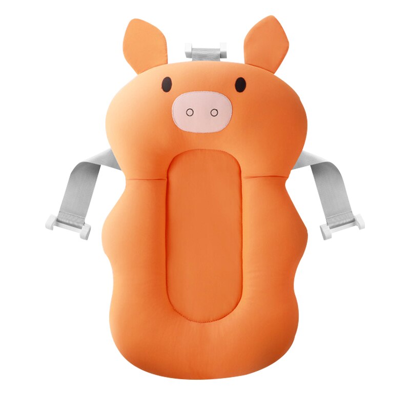 Baby Douche Bad Pad Antislip Bad Seat Ondersteuning Mat Pasgeboren Veiligheid Bad Ondersteuning Kussen Opvouwbaar Soft kussen: orange pig
