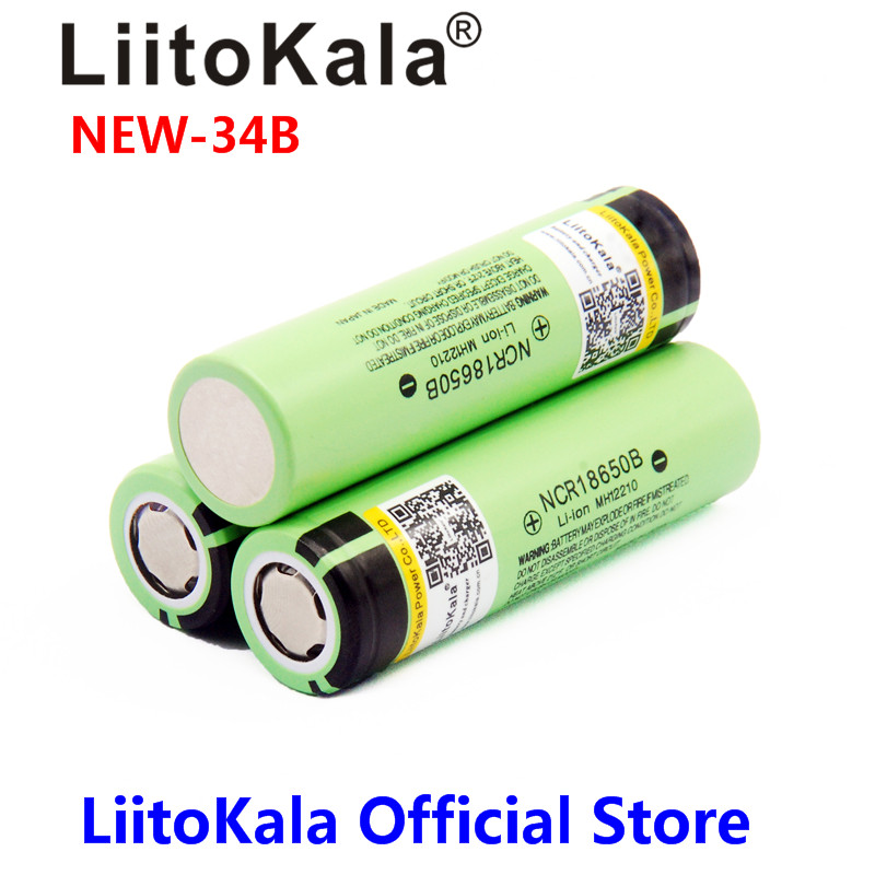 LiitoKala Original NCR18650B 34B 3.7V 18650 3400mAh Rechargeable Lithium Battery Flashlight Battery