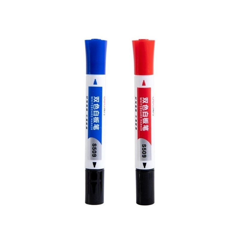 2 Stuks Dual-Side Whiteboard Marker Pen Blauw Rood Zwart Kleur Inkt Pennen Voor Witte Boord Glas Office Tools schoolbenodigdheden A6702