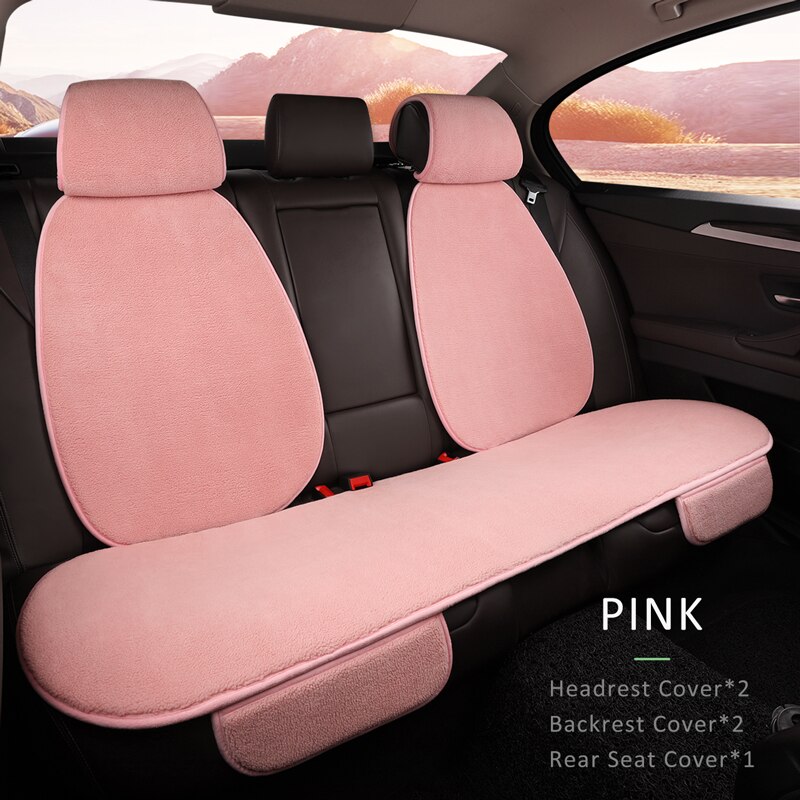 Karcle Car Seat Cover Set Backrest Headrest Cover Protector Polar Fleece Back Pad Mat Universal for Auto Interior Truck SUV: pink-5pcs