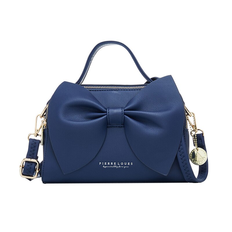 Elegante Vrouwen Lederen Handtassen Vrouwelijke Schouder Crossbody Tassen Voor Vrouwen Handtassen Dames Messenger Handtas Boog: A Blue
