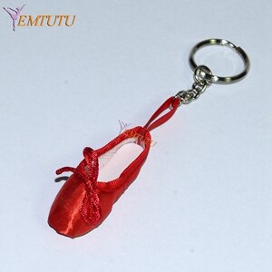 Mini llavero con zapatilla de Ballet, de Ballet, zapatos de punta de satén, llavero rosa, zapatos de baile, bolso de Ballet, cadena con abalorio, accesorio de Ballet: 5.8cm Red