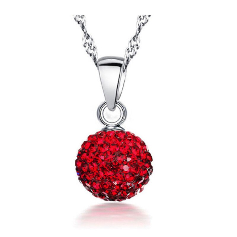 Qianbei Shiny Latest Jewelry Necklace Silver Color Austrian Crystal Pave Disco Ball Lever Back Pendant Necklace Women