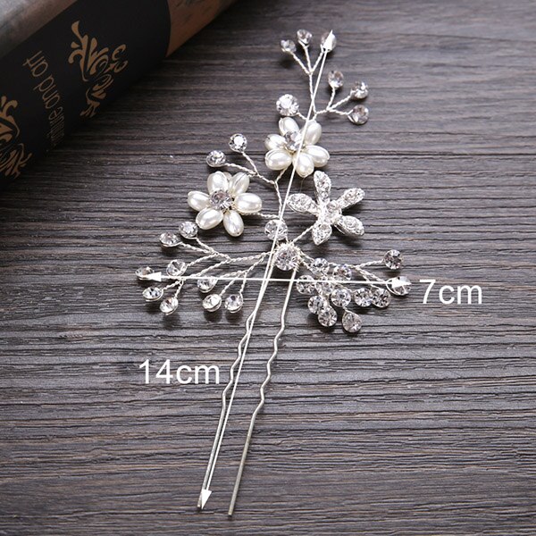 Wedding Crystal Pearl Hair pins For Silver Color Bridal Hair Accessories Women Hair Clips Many Wedding Hair Jewelry: UZ046