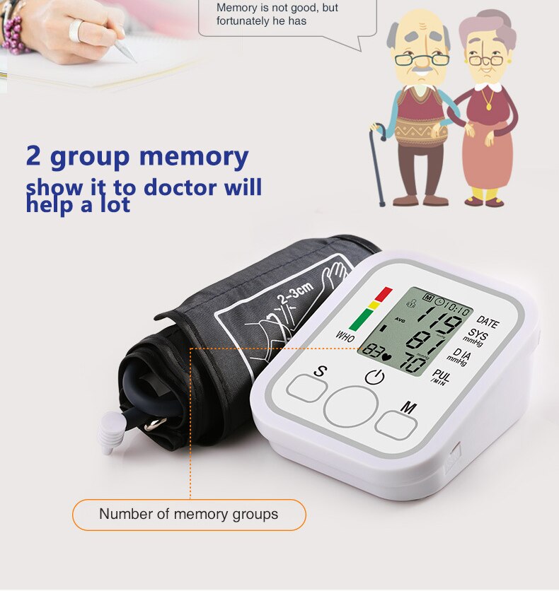 Portable Digital Upper Arm Blood Pressure Monitor Heartbeat Test Health Care Monitor BP Tonometer Best Selling