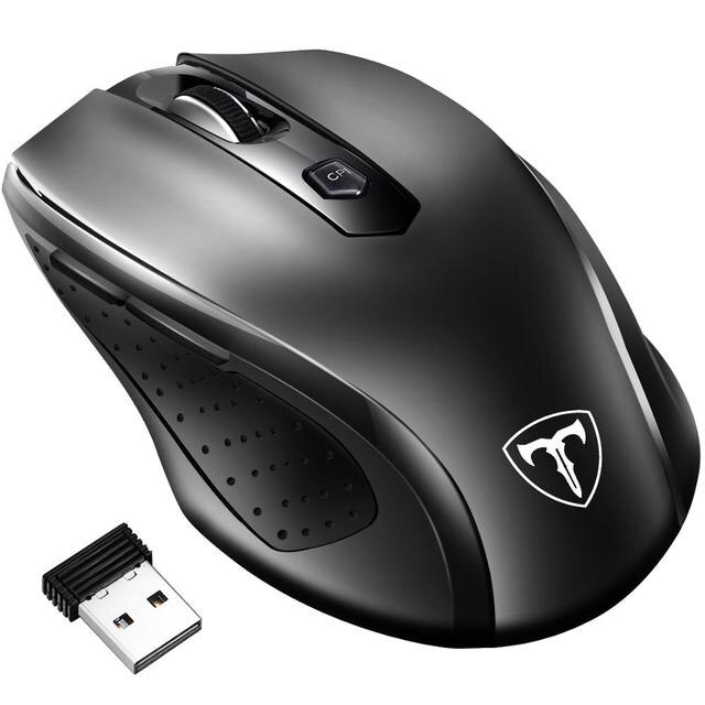 VicTsing — Souris ss fil 2,4 GHz, 2400 DPI, économie d&#39;énergie, PC, Laptop, périphérique non filaire, 6 boutons, ergonomique, basse consommation, MM057 pour ordinateur fixe et portable: MM057-Black