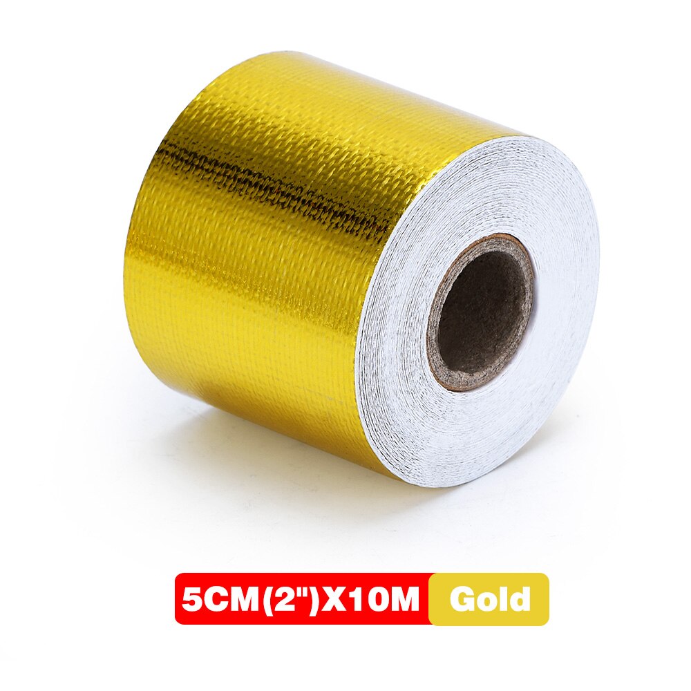 Fire-retardant Fiberglass Belt Automobile Motorcycle Refit Thermal Insulation Band Exhaust Heat Wrap Roll Heat Shield Tap: 5cm 10Meter Gold
