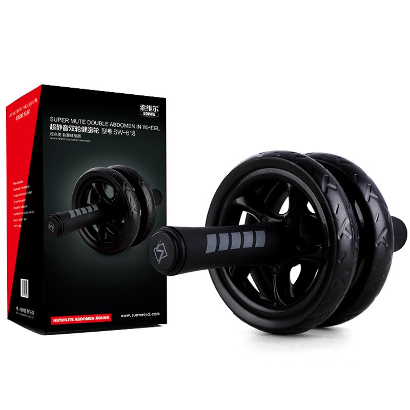 Black Ab Roller Geen Lawaai Buikspier Fitness Wielen Arm Taille Been Oefening Fitnessapparatuur Wiel Trainer