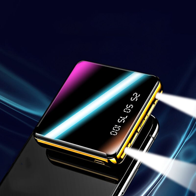 Square Power Bank 30000mAh Mobile Phone Fast Charger External Battery 2USB LED Lighting Outdoor Travel Charger for Smartphones