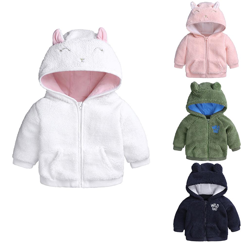 Kids Effen Kleur Baby Diseño De Moda Con Capucha De Piel Gruesa Bebé Hooded Lange Mouwen Jas Winter Warm trui Jas