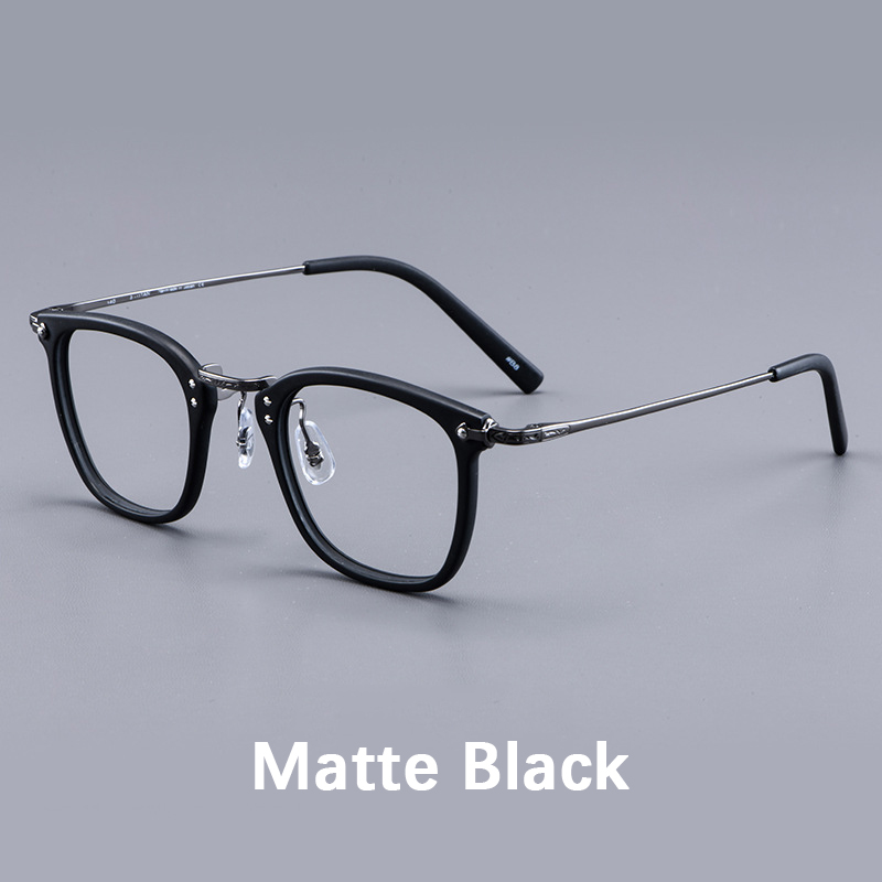 2024 Japan Luxe Puur Titanium Rechthoekig Frame Brillen Man Zakelijke Stijl Acetaat Vierkante Bijziendheid Lenzen Bril: Bruin / MULTI