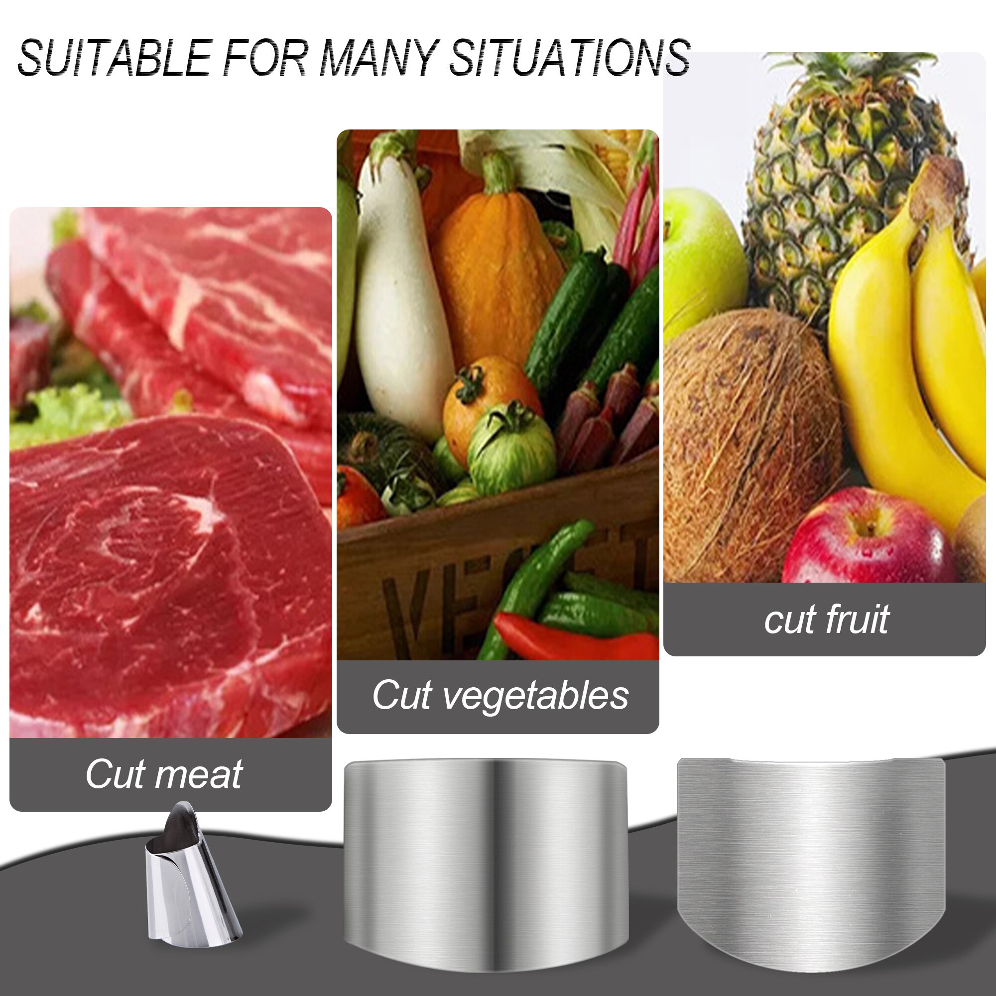 Kitchen Tool 9 Pcs Set Stainless Steel Cutting Hand Guard Adjustable Peeler Handles Fruit and Food Protection Finger Utensils