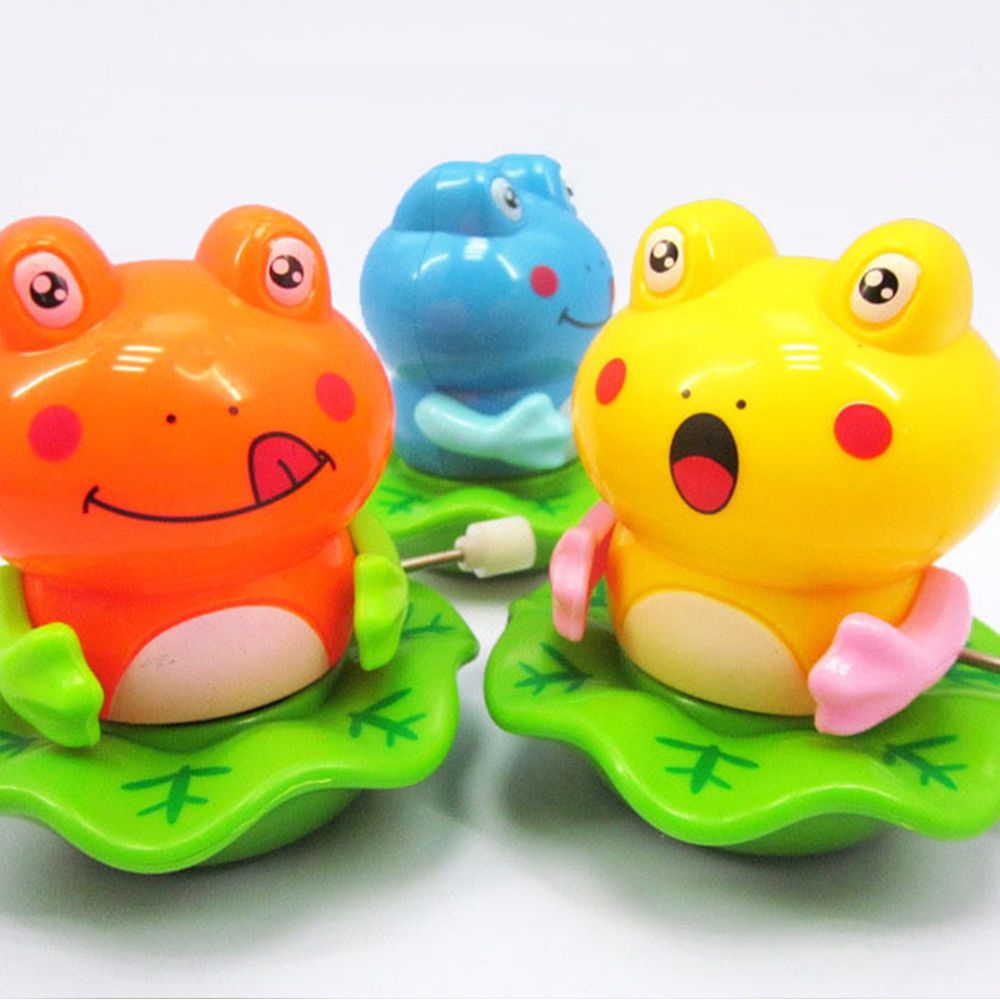 Dejlig plastik frø form baby børn urværk legetøj afvikle dans legetøj tilfældig farve afvikle legetøj